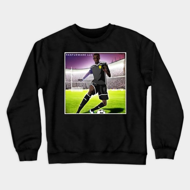 Anime Black Soccer Player Crewneck Sweatshirt by panfurwarellc